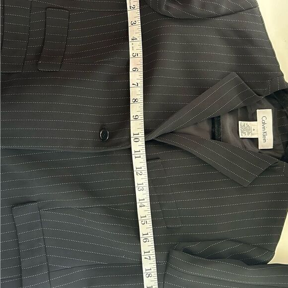 Calvin Klein Black Pinstripe Suit Blazer Size 4 Pants Size 8 - Picture 10 of 16